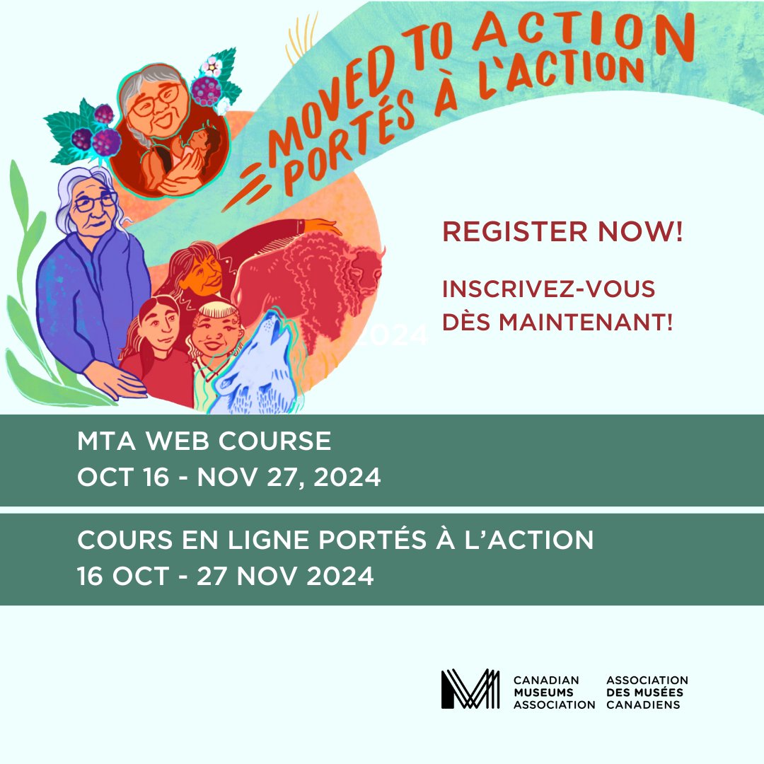 Apprenez à soutenir l'autodétermination des autochtones dans les musées canadiens grâce à notre cours en ligne de 7 semaines. 16 oct. - 27 nov. 13h-15h (HE). Places limitées. Date limite d'inscription : 7 octobre bit.ly/3zsFEdA