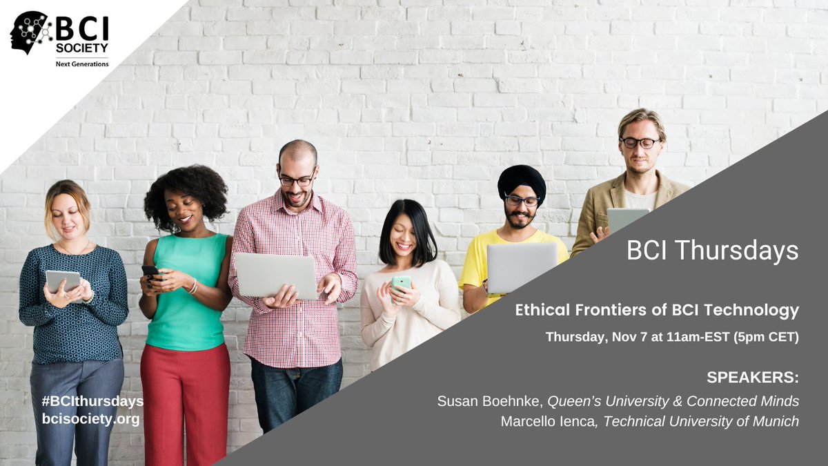 BCI Society (@bcisociety) on Twitter photo Last week to register for the next #BCIthursdays on the topic of Ethical Frontiers of #BCI Technology by Susan Boehnke <a href="/SusanBoehnke/">Susan Boehnke, PhD</a> <a href="/NeurotechMC/">Neurotech Micro-credentials</a> @connectedminds3 & Marcello Ienca <a href="/MarcelloIenca/">Marcello Ienca</a> from <a href="/TU_Muenchen/">TU München</a>. Registration is FREE.
bcisociety.org/bci-thursdays-… Last week to register for the next #BCIthursdays on the topic of Ethical Frontiers of #BCI Technology by Susan Boehnke <a href="/SusanBoehnke/">Susan Boehnke, PhD</a> <a href="/NeurotechMC/">Neurotech Micro-credentials</a> @connectedminds3 & Marcello Ienca <a href="/MarcelloIenca/">Marcello Ienca</a> from <a href="/TU_Muenchen/">TU München</a>. Registration is FREE.
bcisociety.org/bci-thursdays-…
