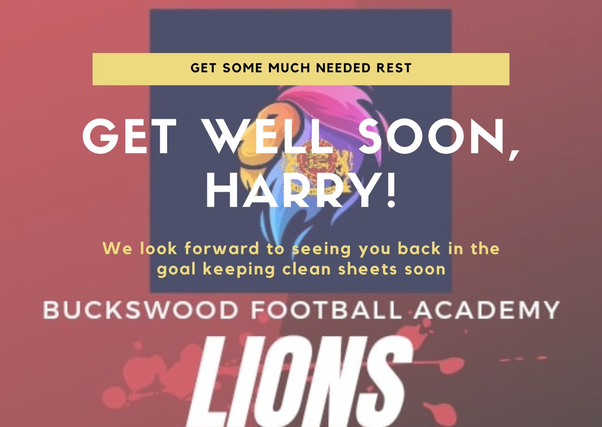 After an unfortunate accident yesterday our U13 Goalkeeper Harry,  required going to hospital. Unfortunately he broke his leg and will be out for sometime. We hope he has a speedy recovery and returns stronger than before #buckswoodlion #buckswoodfamily #football
