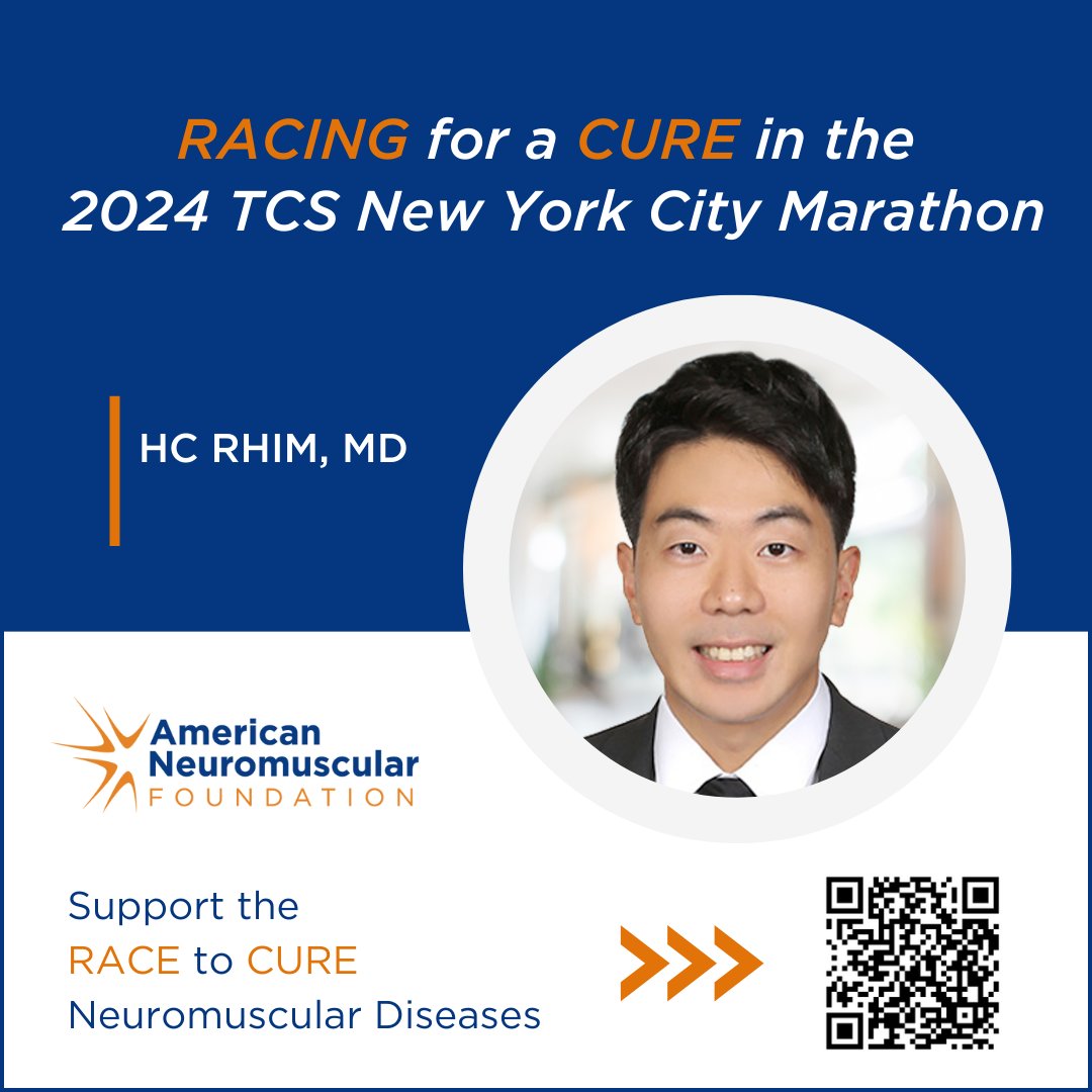 Meet HC Rhim, MD, one of five AANEM members who will RACE for a CURE on ANF’s charity team in the 2024 TCS New York City Marathon to raise awareness and funds for NM research and education! 🧡

Support Dr. Rhim with a donation: ow.ly/cmUx50TrVZI

#RunForANF