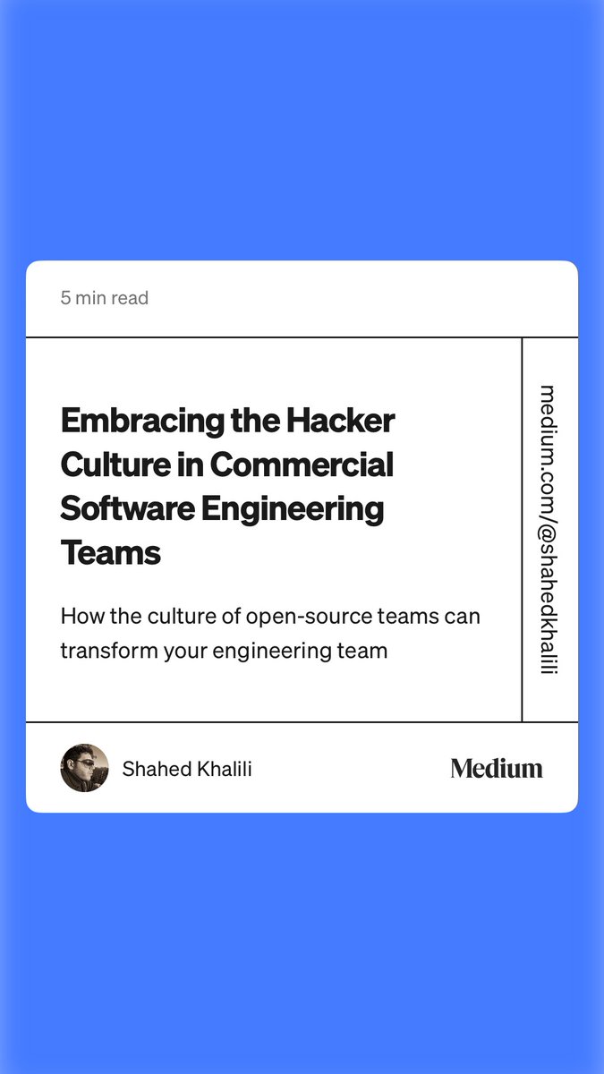 To form a high-impact software engineering team, we've reshaped our #culture inspired by <a href="/paulg/">Paul Graham</a>'s Hackers and Painters💡.  Changing culture takes time,  seeing changes in behavior takes even longer. Be patient, it pays off when it's established.  link.medium.com/oplK9Bmd3Mb