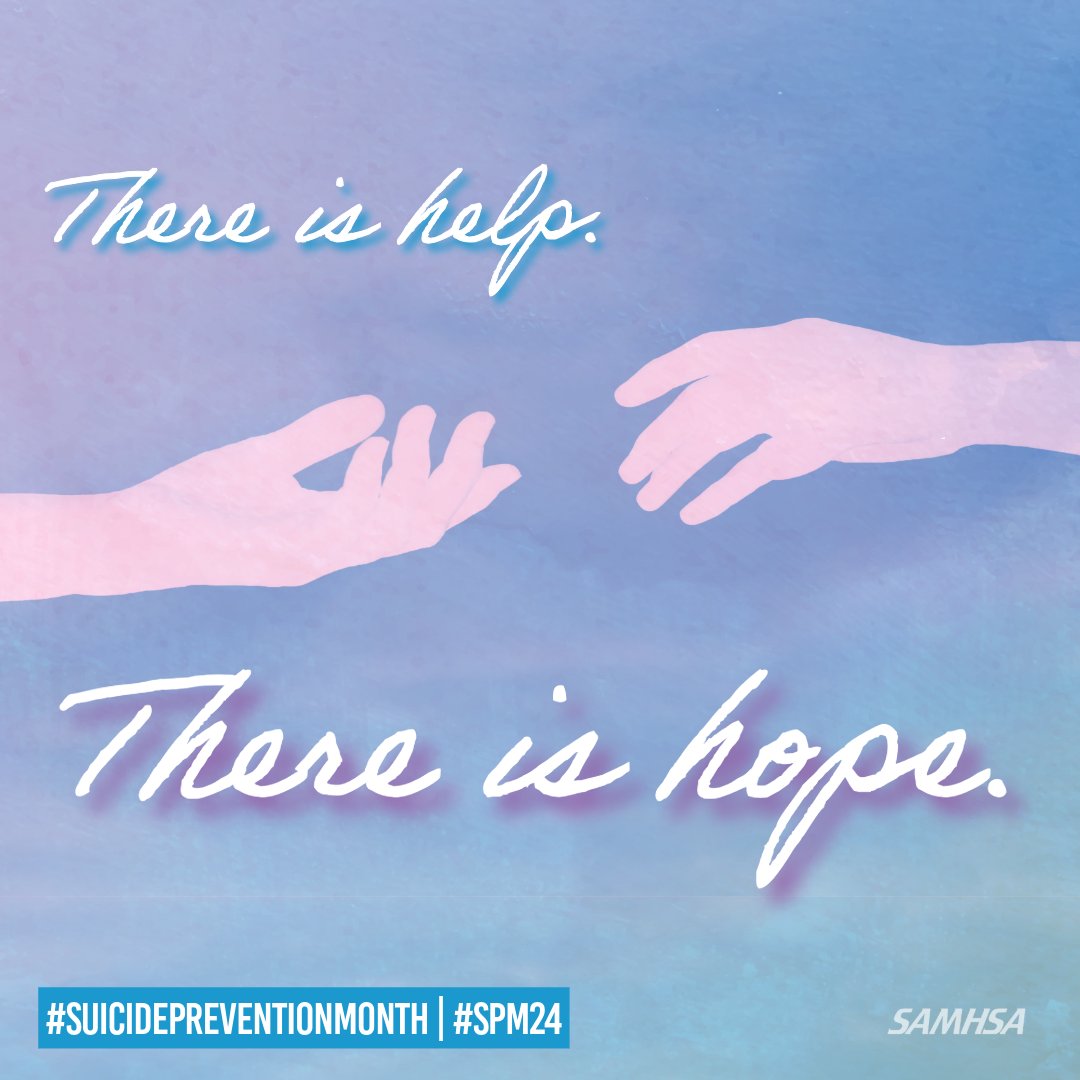 This #SuicidePreventionWeek please help share the message that there is hope. If you or someone you know is having thoughts of suicide or experiencing a mental health or substance use crisis, call or text 988 or chat 988lifeline.org #988Lifeline #SPM24 #BeThere