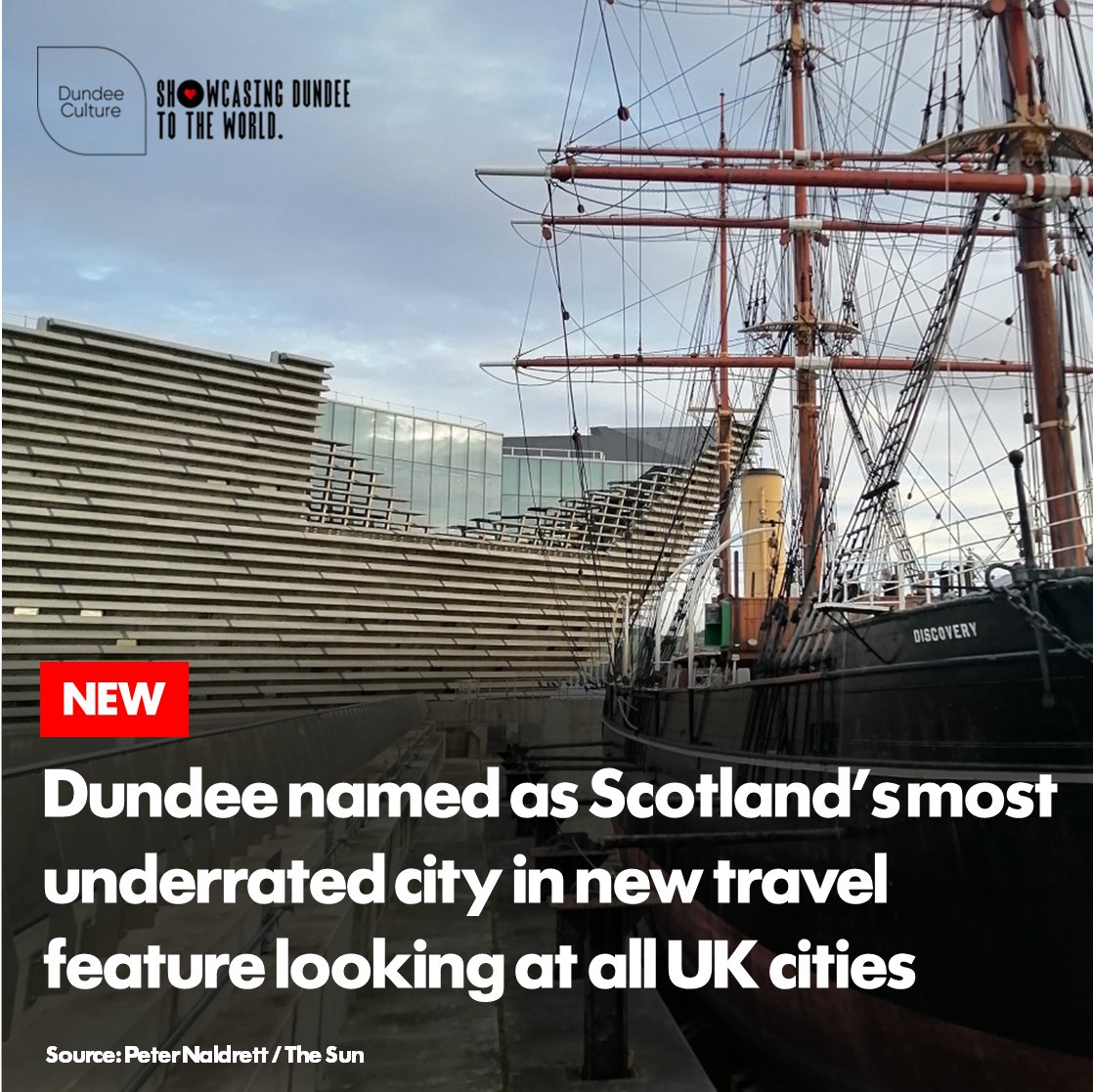 DundeeCulture's tweet photo. 🚨🏴󠁧󠁢󠁳󠁣󠁴󠁿❤️ NEW: Dundee has been named as the most underrated city in Scotland, and one of the most in the UK overall, by travel writer Peter Naldrett. 

Peter has visited ALL of the 76 UK cities, and had nothing but praise for Dundee. Another brilliant feature on oor city! https://t.co/b3chXKqsD9