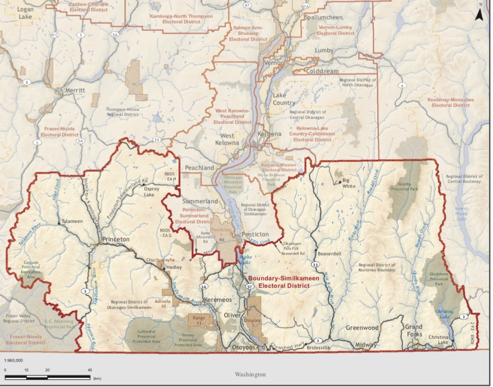 richardzussman's tweet image. 10) Boundary-Similkameen. Four years ago this was a major wining, Roly Russell winning for the number by 13.2%. A significant change from the BC Liberals winning by 10.1% in 2017. Russell is running again here in one of the NDP's best hopes in the Okanagan. #bcpoli