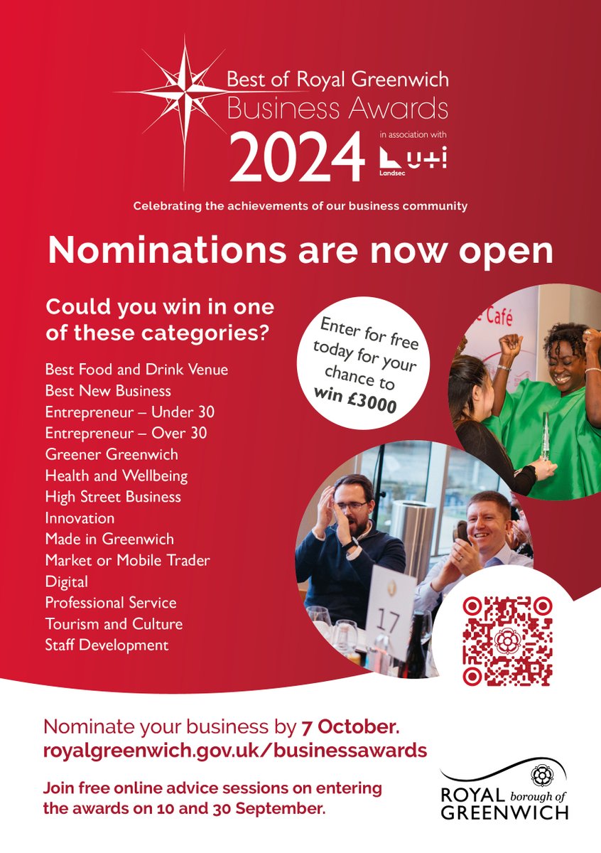 Come and meet the judges on Wednesday 25 October at 6.30pm in Woolwich, reserve your place through the link below and find out how to choose the right category for your entry, you've got to be in it to win it, right?
ticketsource.co.uk/.../royal-boro…