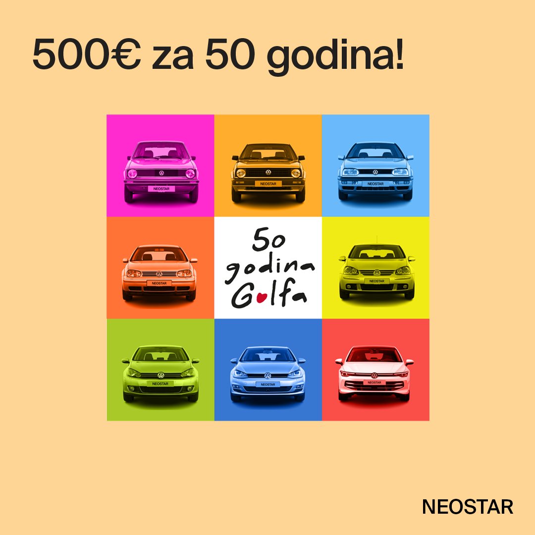 NeostarC's tweet image. 🎉 In honor of the 50th birthday of a legend in the automotive world – the Golf, we are launching our new promotion “500 € for 50 years”!

👀 Check out the promotional Golfs: shorturl.at/TPRNd

#Neostar #volkswagengolf #Golf50 #50yearsofgolf #PromoGolf