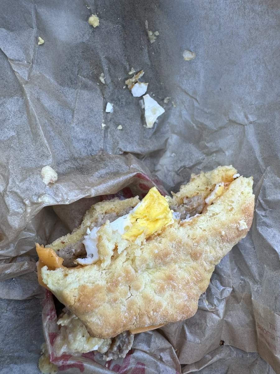 TheCliffLee's tweet photo. @TimHortons Bit into one piece of egg shell - chalked it up to minor error. Bit into larger piece of shell,  then another. At least we know you use fresh eggs? https://t.co/vHSyfytqOE