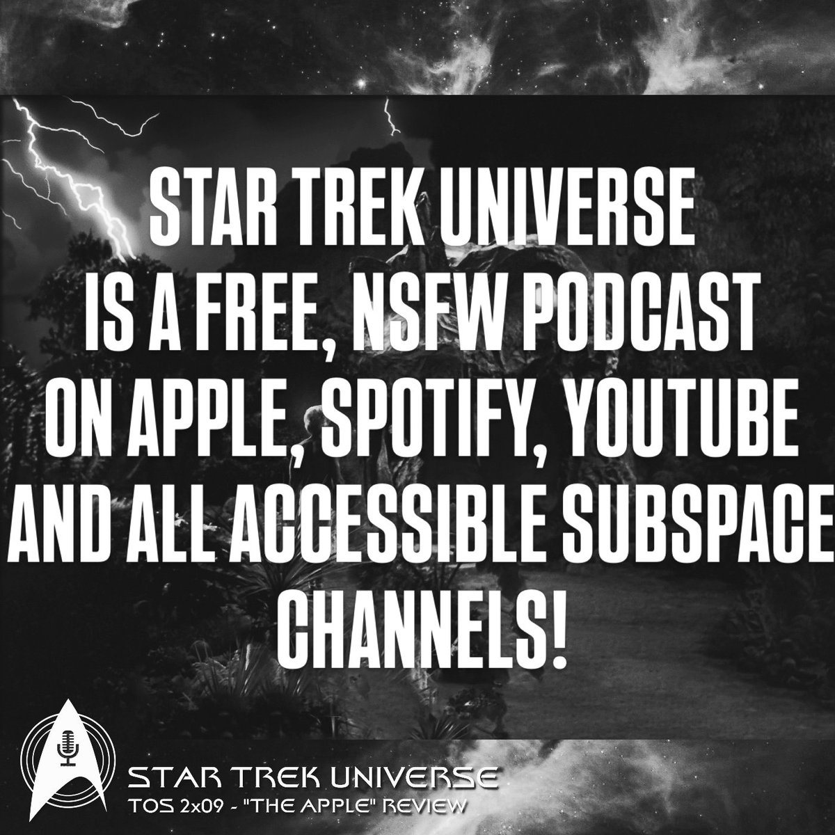 startrekucast's tweet photo. 🖖💥🆕️ Podcast Episode! An apple a day keeps the serpent away! We're talking about "The Apple"! We're NSFW! We have fun! #StarTrek https://t.co/vWumhN87iU