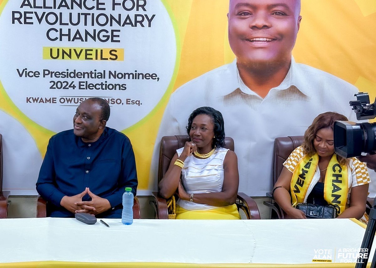AlanKyerematen's tweet photo. Introducing the winning team! Proud to unveil Kwame Owusu Danso, Esq. as the Vice Presidential nominee. Together, we are poised to bring real change for the future of Ghana.

 #AllianceForRevolutionaryChange #VoteAlan2024 #GhanaWillRiseAgain https://t.co/Scm0hW6IP1