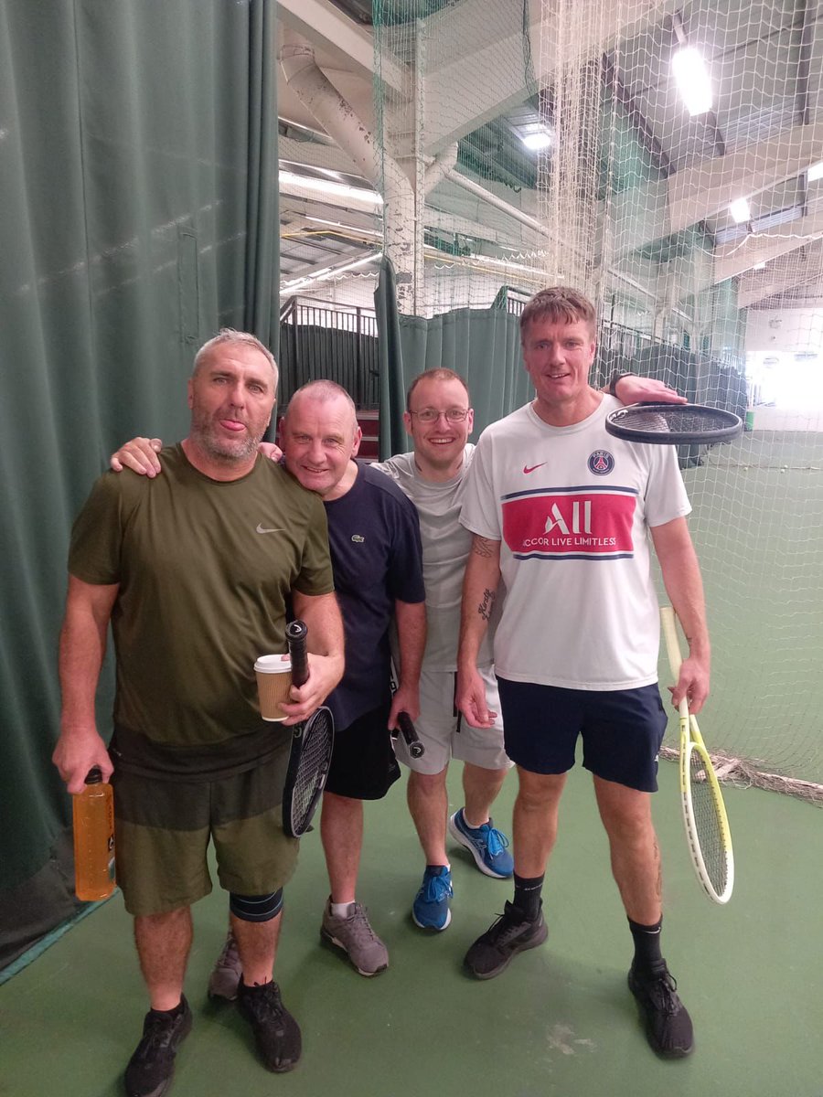 Cracking afternoon with the lads from The Damien John Kelly House @HomesVitality on their doubles champs tournament. Congratulations to the winners Rob and Dannyy and well done to everyone who took part 👏 👏 #tennis4all #opencourt #servingourcommunity #menshealth #respect