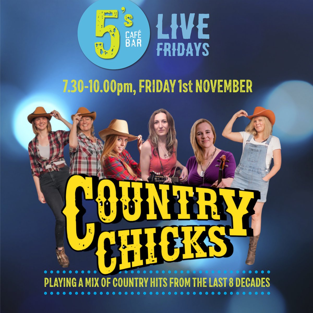 5's Live Fridays Are Back!

Dust off your cowboy and cowgirl outfits and join us for a night of toe-tapping country music at the 5’s Bar on Friday, November 1st.

Time: 7:30 PM - 10:00 PM

Don’t miss out on the fun!