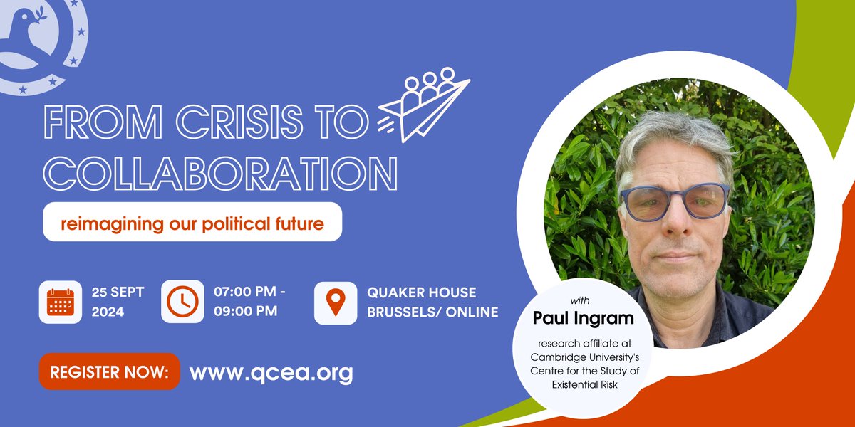 🚨 Already next Wednesday! 
Join us for a discussion with Paul Ingram on reimagining our political future. Explore how politicians can rebuild trust, foster cooperation, and address global crises.

📅 25 Sept | 19:00 CEST
📍 Quaker House &amp; Online
Register: bit.ly/4dW6fyK