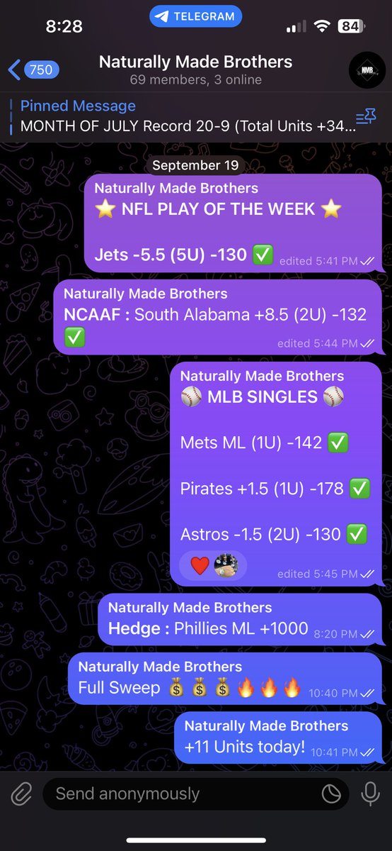 wagersworld's tweet photo. Picks were all sent free on the tele🤷‍♂️
FULL SWEEP 
10 More Days of Free Picks

https://t.co/zZx9pjn6bG

#sportsbetting #sweep #sportsbettingtwitter #freepicks #dailyprofit https://t.co/6gopOoKA5c