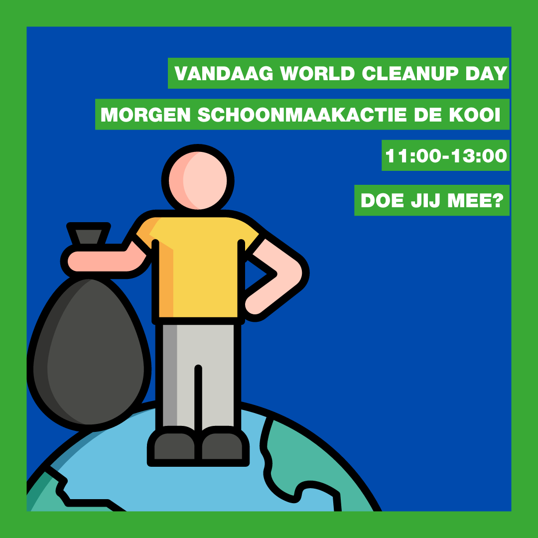 Vandaag is het World Clean-up Day! Daarom organiseert GroenLinks Leiden morgen een schoonmaakactie in De Kooi. Hierbij helpt een aantal van onze raadsleden ook mee met opruimen! We beginnen om 11:00.

Ben jij er ook bij?

Meld je aan via onze website! leiden.groenlinks.nl/agenda/schoonm…