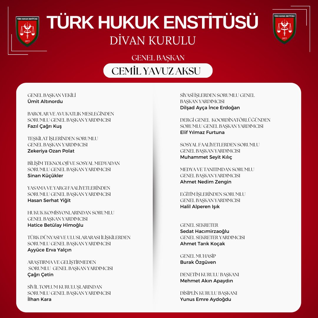 23. Olağan Genel Kurulumuzdan sonra gerçekleştirdiğimiz ilk Yönetim Kurulu Toplantımızda "Divan Kurulumuz"  teşkil etmiştir. Tüm Yönetim Kurulu Üyelerimize çalışmalarında başarılar diliyoruz.