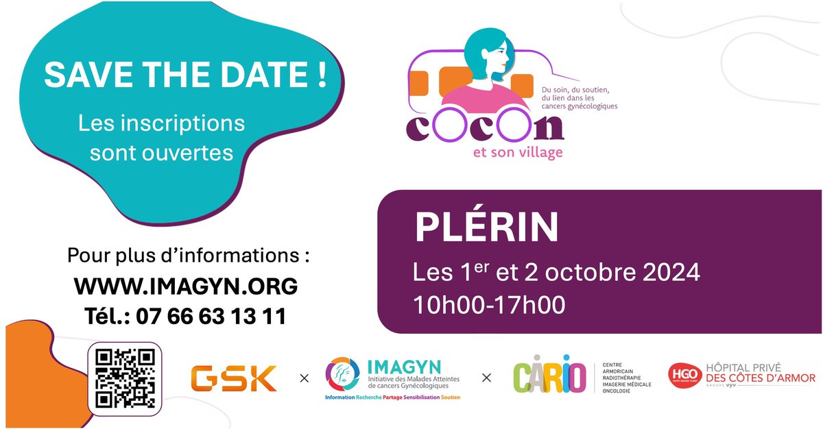 💙Septembre Turquoise signe la reprise de notre tournée COCON et son village en partenariat avec <a href="/GSK/">GSK</a> 
 
📢Vous êtes #patiente ou #aidant vivant aux alentours de #Plérin 

 Rendez-vous les 01 et 02 octobre prochain à @HÔPITAL PRIVÉ DES CÔTES D’ARMOR de 10h à 17h