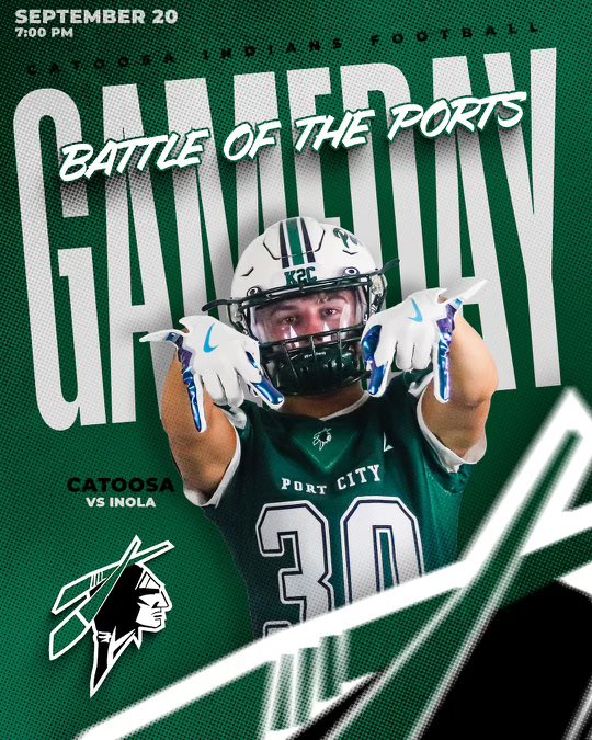 Trust me you don’t want to miss this! 

Battle of the Ports presented by The Port of Catoosa and Port of Inola!

🆚 Inola Longhorns 
📍 Frank McNabb Stadium
📆 9•20•24
🕰️ 7:00
🎥 Southern Sports Networks