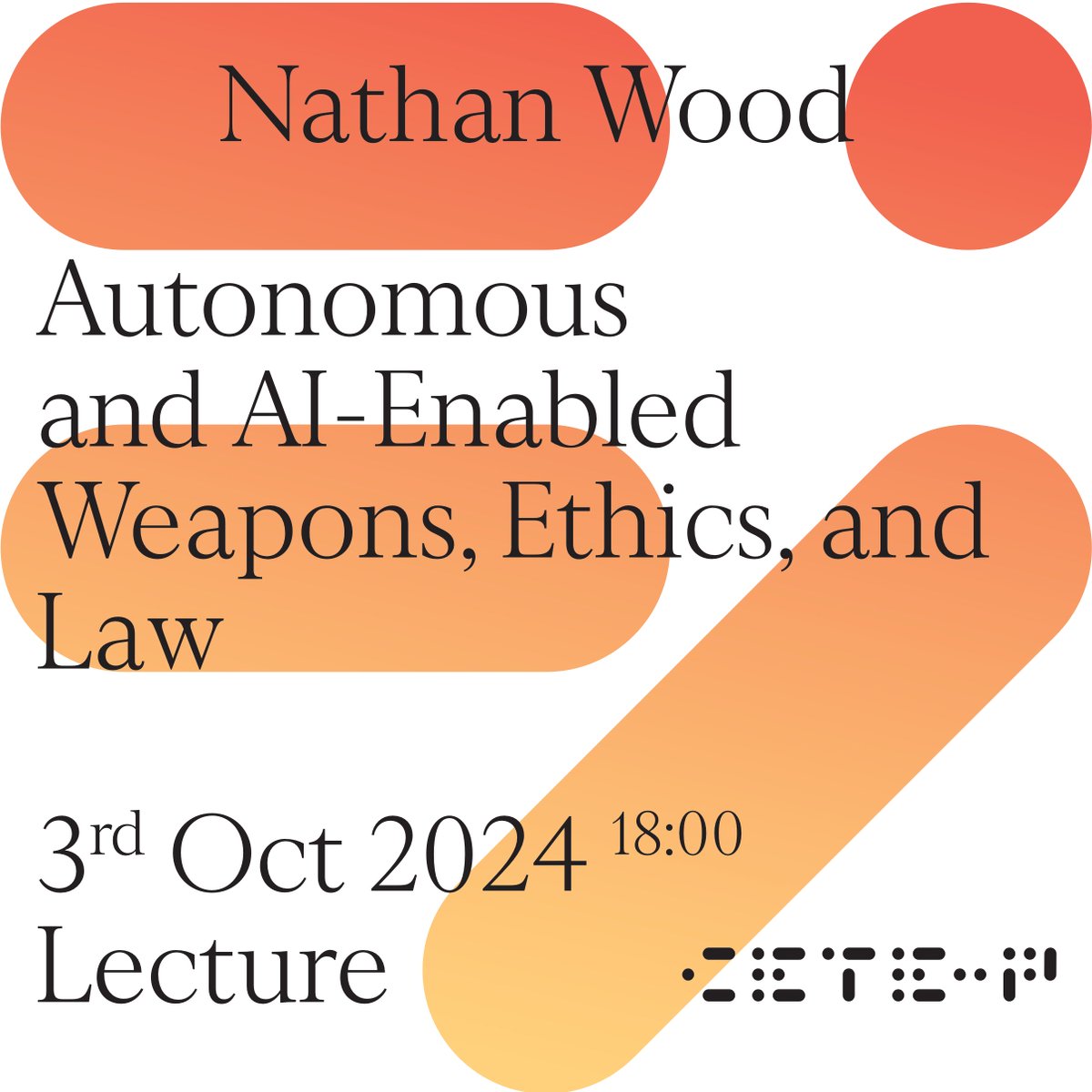 Don’t forget to save the date.❗️📢

On October 3, our research fellow Nathan Wood will lecture on autonomous and AI-enabled weapons, ethics, and law. 

You are cordially invited.

🗓️ Oct 3, 6 pm, Czech Academy of Science
More info: cetep.eu/nathan-wood-au…