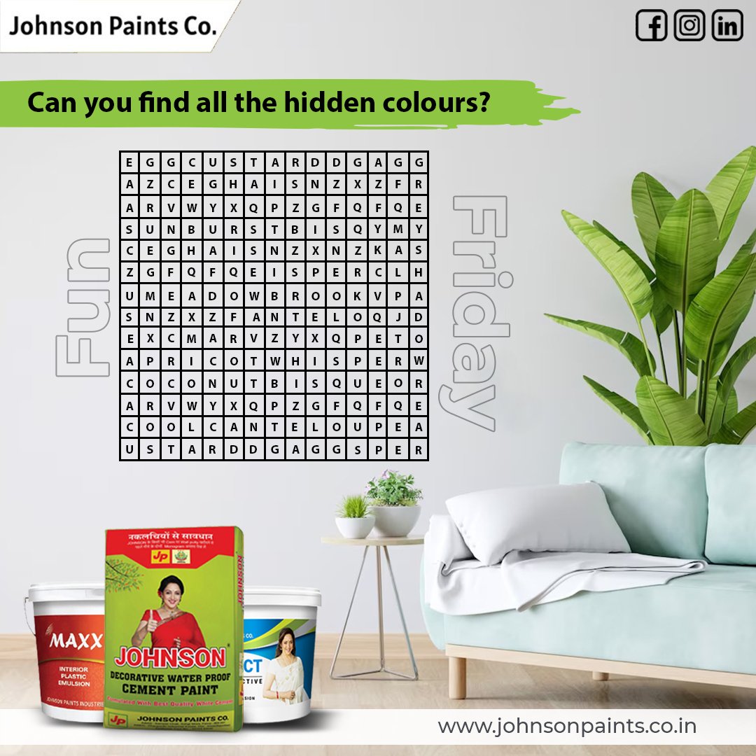 johnson_paints's tweet image. Fun Friday Challenge: Can You Find the Hidden Colours? 🌈

👀✨ How many hidden shades can you spot? 👉 Comment below with your findings and tag a friend to join in the fun!

Let’s see who can find them all! 
.
.
.
#funfridayvibes #JoinTheFun #ColourLovers #JohnsonPaintsCompany