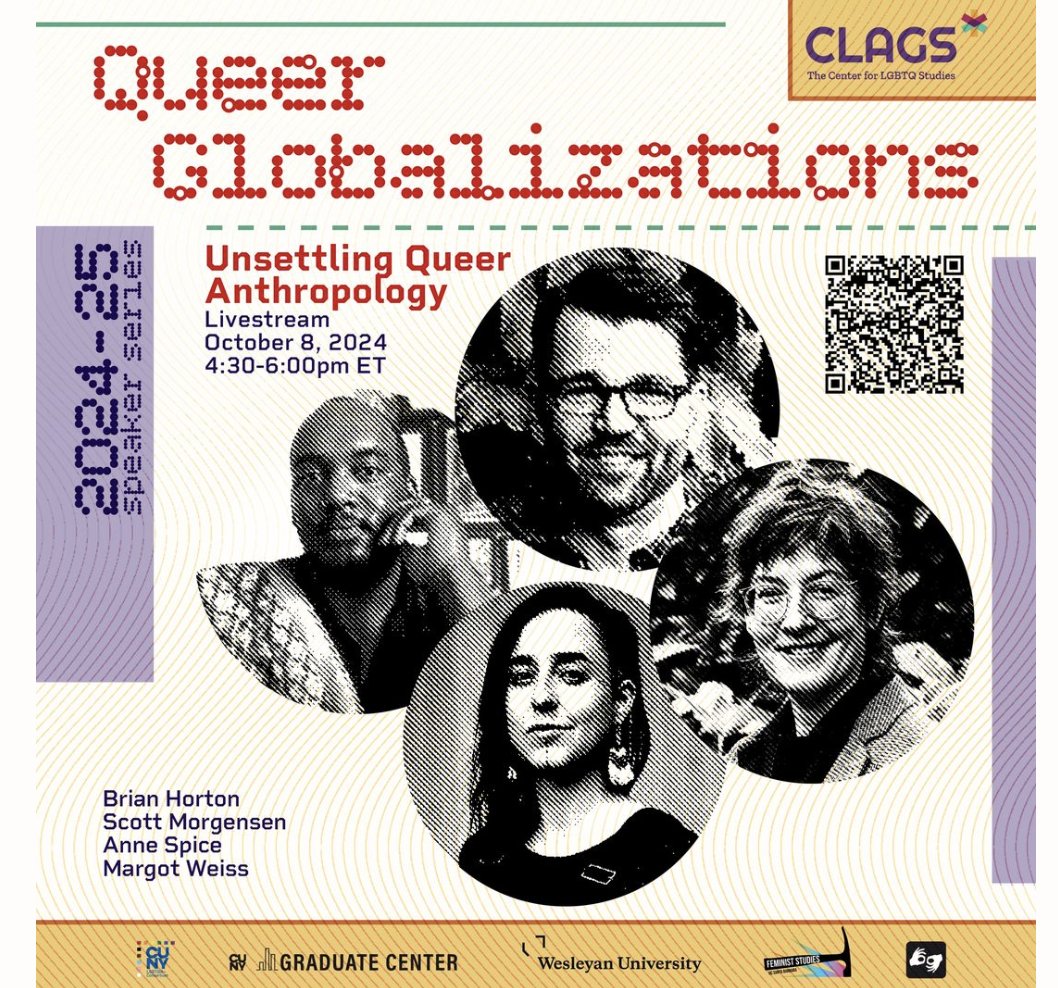 Join CLAGS for "Unsettling Queer Anthropology."
Tuesday, Oct. 8th from 4:30 - 6:00 pm
Online only
RSVP required: lp.constantcontactpages.com/ev/reg/jz3a2ef
