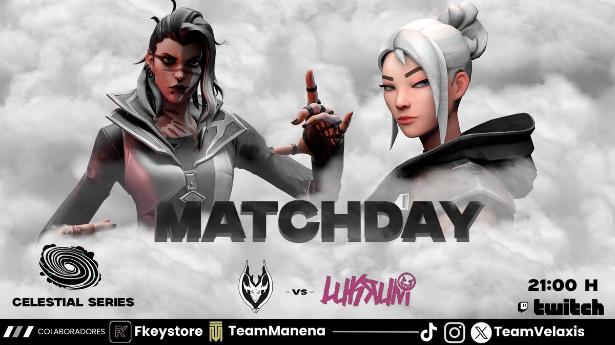 MATCH DAY | #VALORANT 
🏆<a href="/celestial_emea/">Celestial Series</a> 
⏰21:00
🆚<a href="/Lukrum_eSports/">Lukrum</a> 

🐲| <a href="/lonefinalboss/">lone</a> 
🐲| <a href="/pabloo1183/">MONSTER</a> 
🐲| <a href="/ssinguu_/">Snguu</a>
🐲| <a href="/juanatienza_/">Juanex</a>  
🐲| <a href="/Nicolsis1/">n1koM</a> 

💼| <a href="/xmrami8/">RaMi</a>