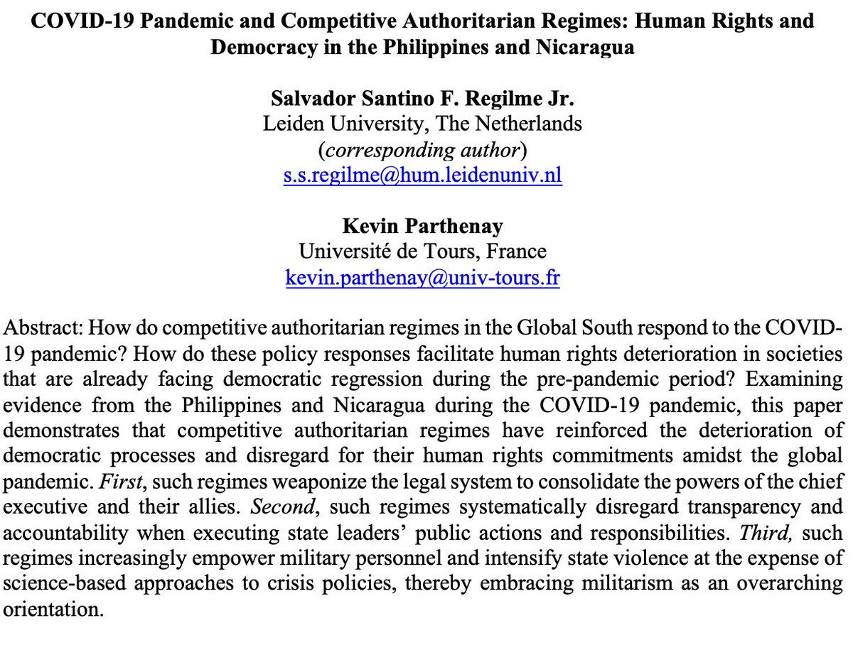 Kevin Parthenay (@kparth1) on Twitter photo This forthcoming article in @Pol_Geog_Jl co-authored with <a href="/santinoregilme/">Salvador Santino Regilme</a> is an important factual demonstration that having a strong #PandemicAccord #INB11 will help protect democracies around the world! This forthcoming article in @Pol_Geog_Jl co-authored with <a href="/santinoregilme/">Salvador Santino Regilme</a> is an important factual demonstration that having a strong #PandemicAccord #INB11 will help protect democracies around the world!
