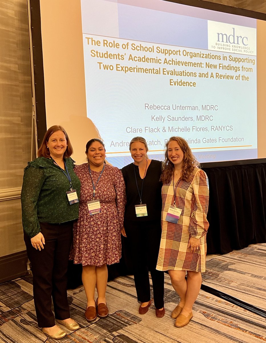 Research Alliance (@ranycs) on Twitter photo The Research Alliance's Clare Buckley Flack and Michelle Flores with MDRC's <a href="/UntermanRebecca/">Becky Unterman</a> and Kelly Saunders at #SREE2024, presenting findings from a joint study supported by <a href="/IESResearch/">IES Research</a>. The Research Alliance's Clare Buckley Flack and Michelle Flores with MDRC's <a href="/UntermanRebecca/">Becky Unterman</a> and Kelly Saunders at #SREE2024, presenting findings from a joint study supported by <a href="/IESResearch/">IES Research</a>.