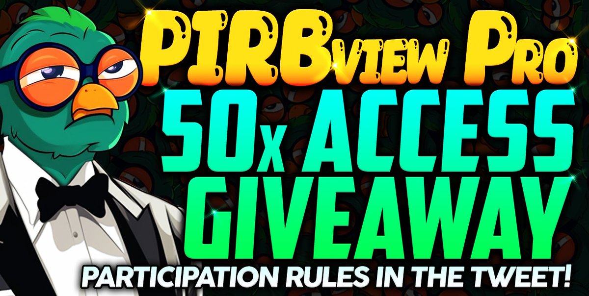 PIRB_ERC20's tweet photo. To celebrate our upcoming release, we're giving away 50 #PIRBView Pro memberships (1 month) to our valued supporters!
How to participate:
- Follow @PIRB_ERC20 & @MaestroBots ✅
- Like this tweet ❤️
- Comment your TG username below 💬
- Tag 2 friends/crypto influencers 👇
The contest ends on September 24, 2024!
Winners will be notified via a reply to their comment and will be able to use https://t.co/CyG50K97h8 immediately without prior verification in the bot.