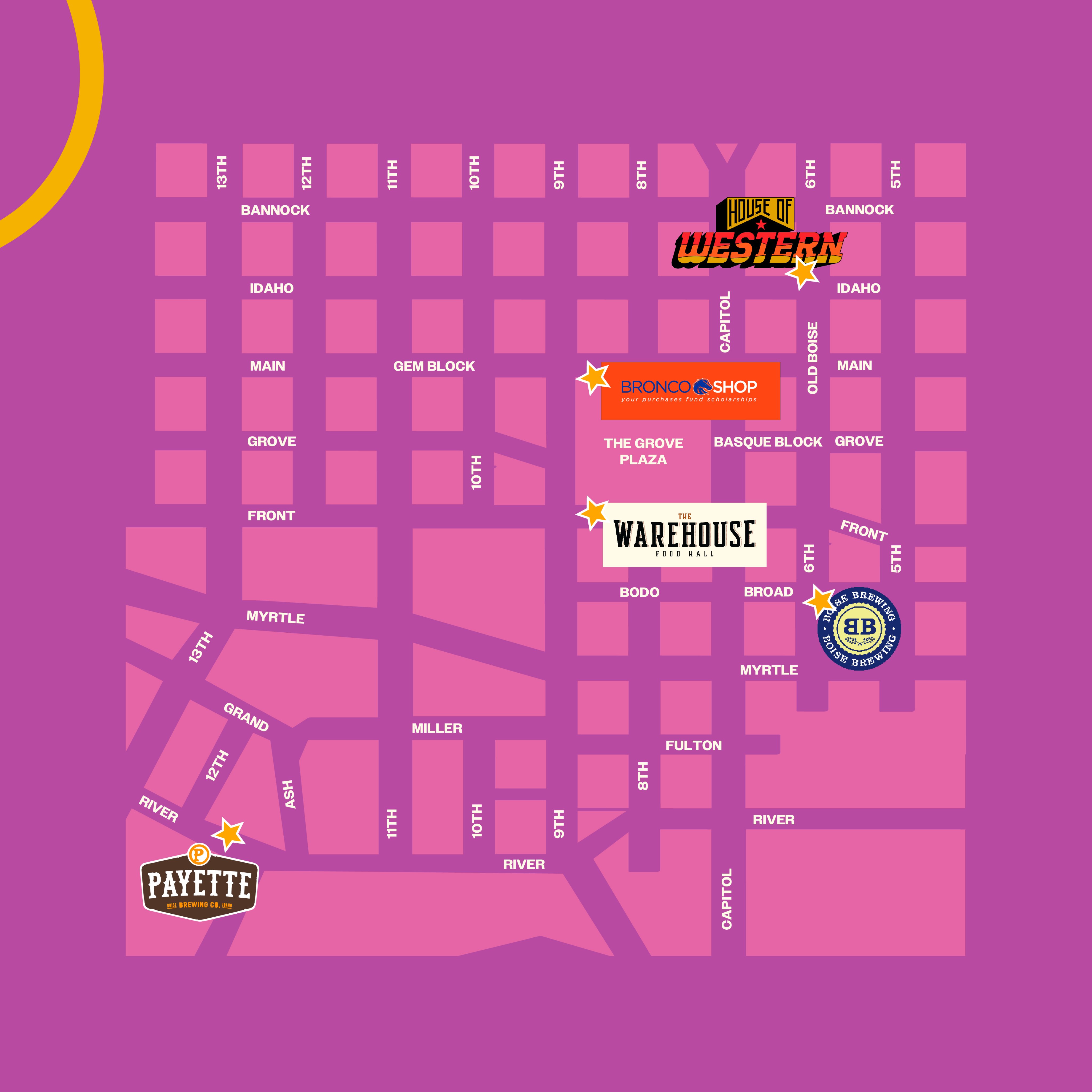 Boise Downton shuttle map locations
