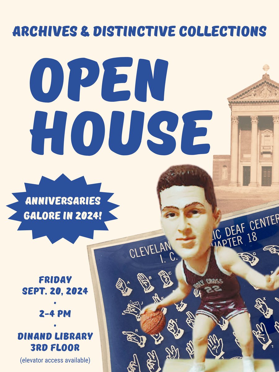 Reminder! The Archives &amp; Distinctive Collections Open House is TODAY, Friday 9/20 at 2pm.  We’ll be showcasing some milestone anniversaries the College celebrated in 2024 through photographs, flyers, programs and more. See you there!