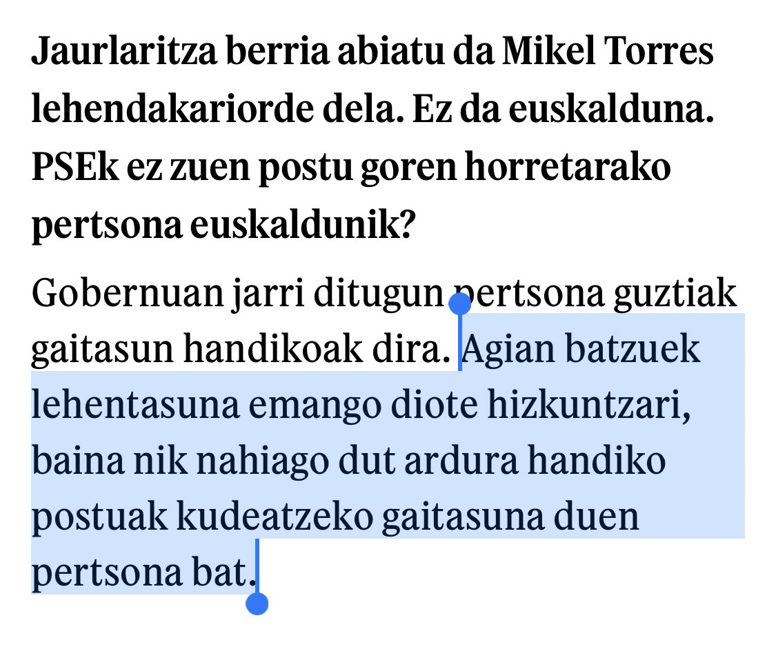 MaialenArteaga's tweet photo. Zur eta lur utzi nau @berria|ko Eneko Anduezaren elkarrizketak. Supremazismoa, gainontzeko sentsibilitate politikoekiko takturik ez, harrokeria, euskarafobia… izugarria da.

BERRIAn halakoak botatzeko ausardia baldin badu, imajinatu etxe barruan zer esango duen. https://t.co/939hRMGPe3
