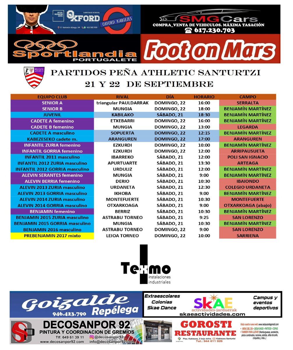 Asteburuko partiduak / Partidos del fin de semana