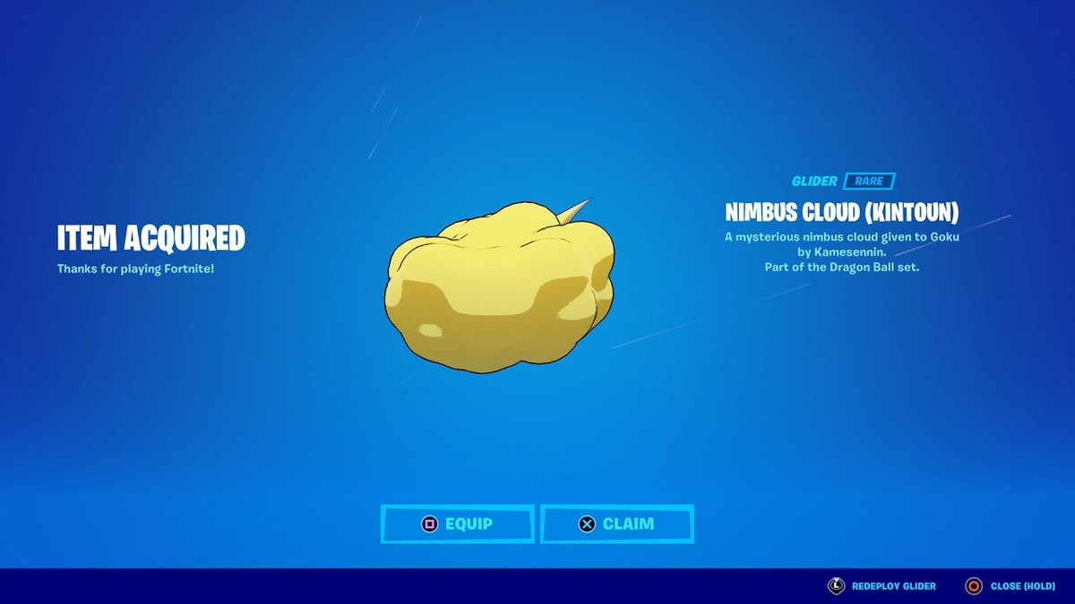Fortnite has given the Nimbus Cloud Glider to all players who purchased the "Dragon Ball Geart Bundle" on August 16 🔥
