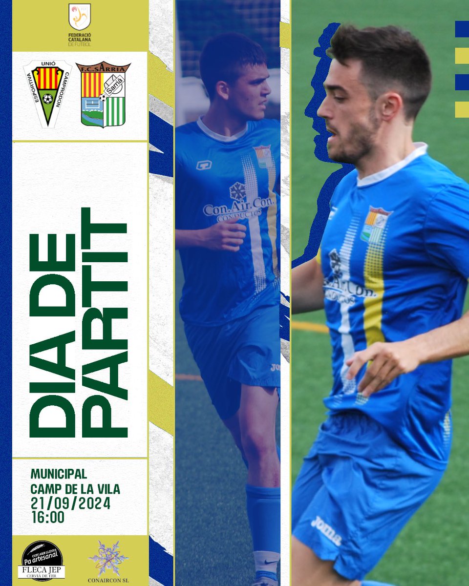 ⚽️ Jornada 1 - Tercera Catalana
  ⚔️ <a href="/UECamprodon/">UE Camprodon</a> 🆚 Primer Equip 
📆 Dissabte 21/09
⏰ 16:00h  
📍Camp de futbol Mpal. Camp de la vila (Camprodon)

💚🤍 Vina animar al primer equip
