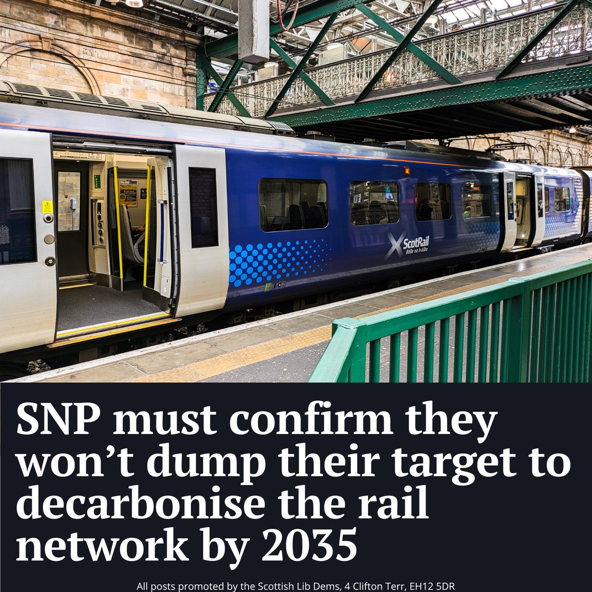 It was indicated the government is committed to decarbonising our rail network, but any mention of doing so by 2035 was conspicuously absent.

The climate emergency merits a serious response backed up with action.

We need reassurance this is not the latest target to be dumped.