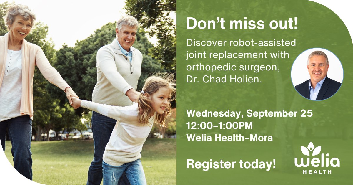 Still Time to Register! Join us on September 25 from 12:00 pm – 1:00 pm for a FREE lunch-and-learn on the latest advances in robotic joint replacement. Don’t miss out—RSVP now to secure your spot, either in person or online! 🌟🦴 RSVP Here: ow.ly/XkYU50TgpFw