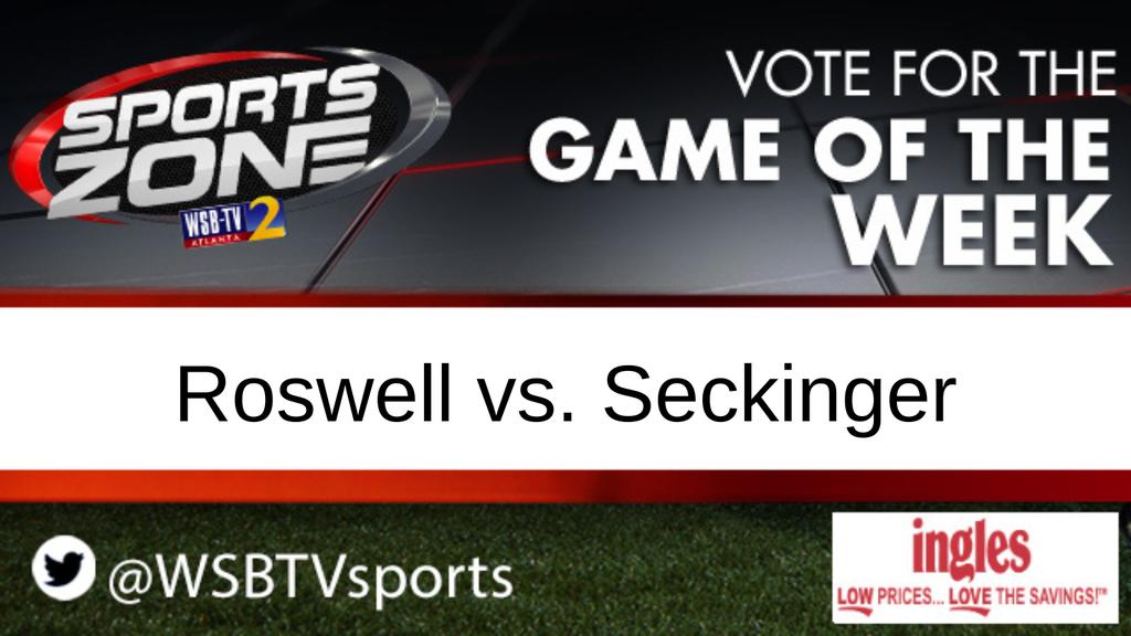 WSB-TV Sports Zone (@wsb_tvsportss) on Twitter photo Game of the Week is @RoswellHornetFB vs. <a href="/SKG_Football/">Seckinger Football</a>
Friday, September 20 at 7:30 p.m.
Watch Here: linki.ee/wsbtvsports Game of the Week is @RoswellHornetFB vs. <a href="/SKG_Football/">Seckinger Football</a>
Friday, September 20 at 7:30 p.m.
Watch Here: linki.ee/wsbtvsports