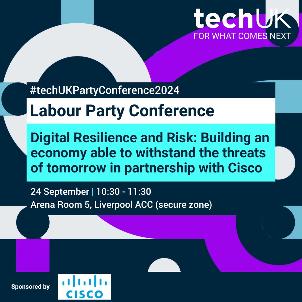 📢 Join us at #LabourConference for our panel, "Digital Resilience &amp; Risk" in partnership with <a href="/Cisco/">Cisco</a>!

We’ll discuss updating the UK's cybersecurity framework 🛡️ and how tech can protect public services 🏛️ &amp; boost economic growth 📈.

More details: orlo.uk/71eyz