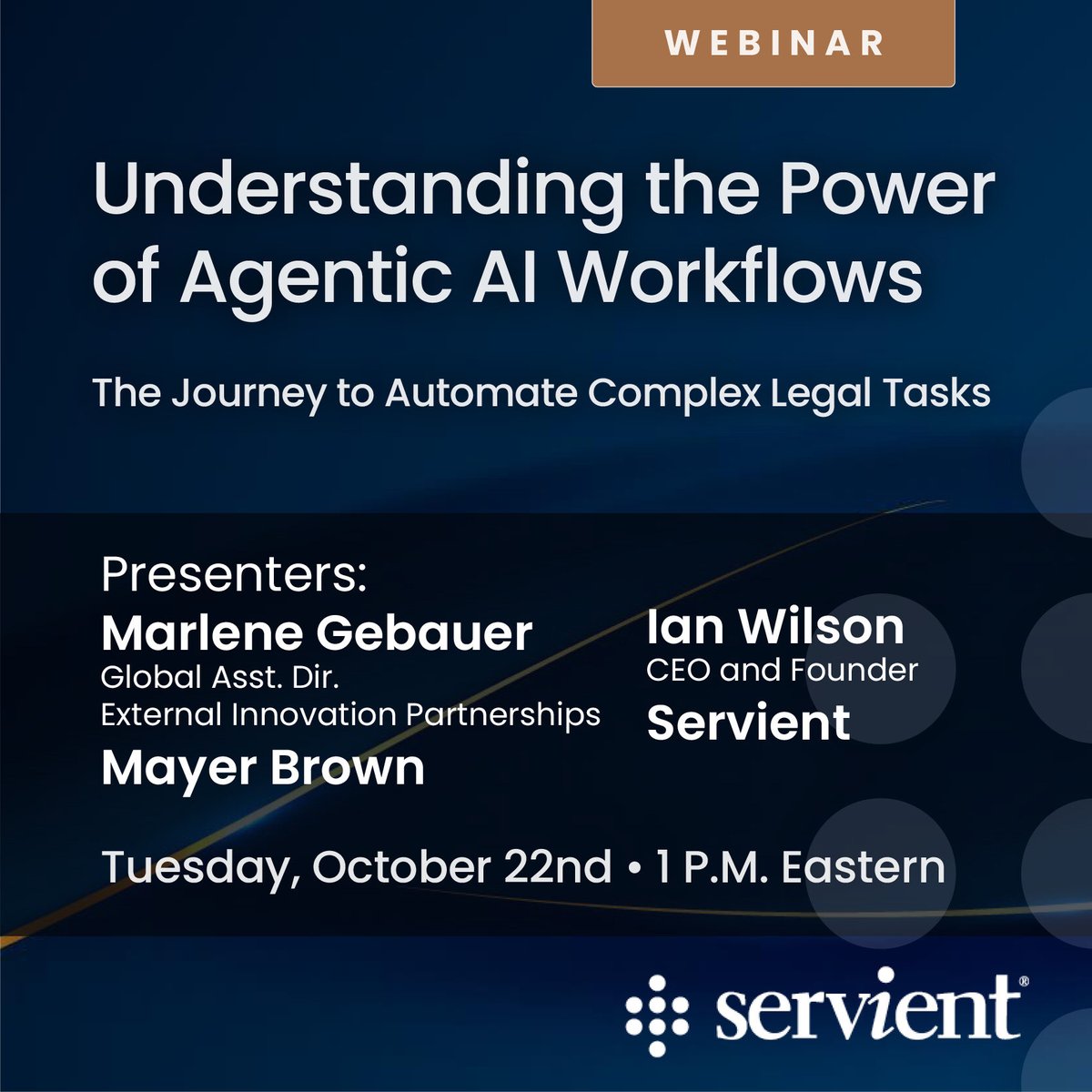 It's all about Agentic! Marlene Gebauer of Mayer Brown joins Ian Wilson for an in depth discussion of the power of agentic workflows for complex legal tasks. Tuesday, October 22nd, 1 PM Eastern. Register at: bit.ly/47GIIzy