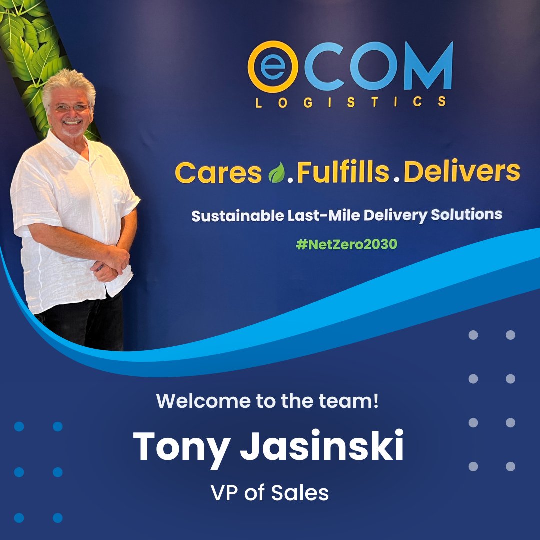 EcomLogisticsCa's tweet image. We are thrilled to welcome Tony Jasinski to the Ecom Logistics team as our new VP of Sales! 

#EcomLogistics  #Logistics  #Fulfillment  #Ecommerce  #3PL #netzero2030