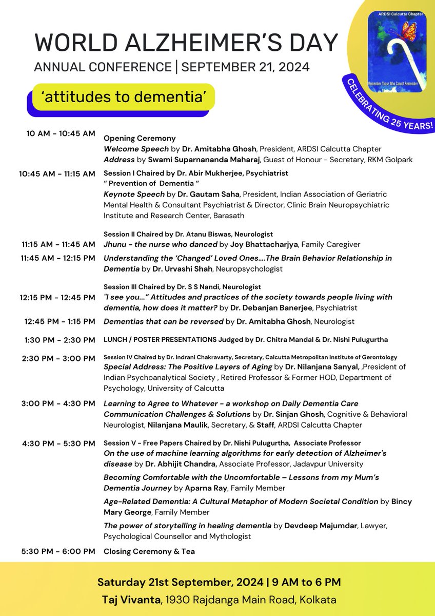 Nishi Pulugurtha (@nishipulu) on Twitter photo Annual Conference of <a href="/ardsicalcutta/">@ARDSICalcutta</a>
21st September 2024
#WorldAlzheimersDay
#Alzheimersdisease
#worldalzheimersmonth Annual Conference of <a href="/ardsicalcutta/">@ARDSICalcutta</a>
21st September 2024
#WorldAlzheimersDay
#Alzheimersdisease
#worldalzheimersmonth