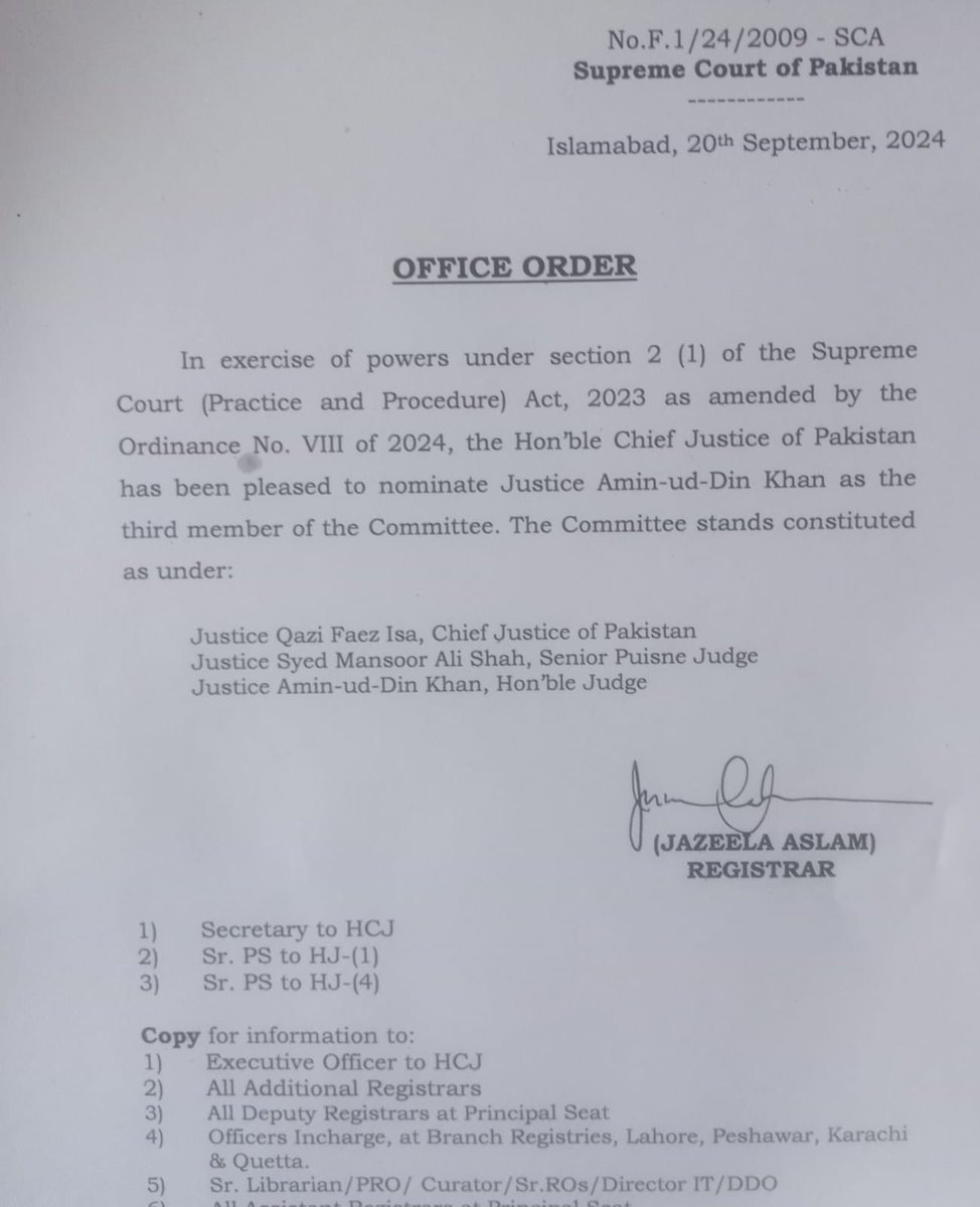 In removing J. Munib Akhtar from the Committee, the CJP has struck two of his own ‘principles’ with one stroke. He’s validated needless legislation through ordinances while forgetting all he wrote about curtailing the powers of the CJ. 

Hard to even feign disappointment anymore.