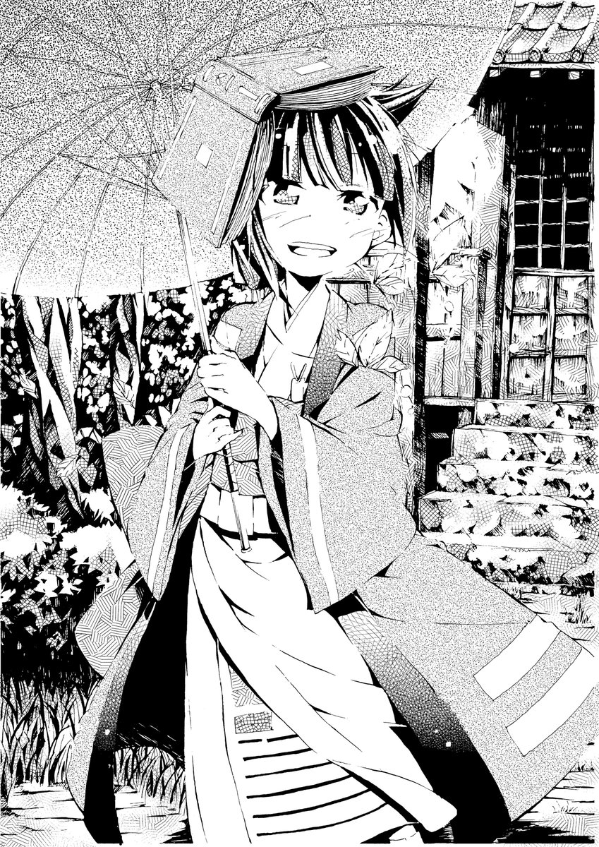 密度高めのモノクロ絵(過去絵) 
