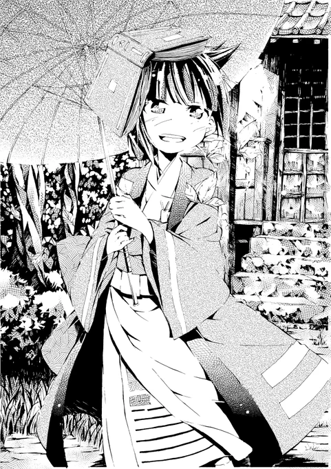 密度高めのモノクロ絵(過去絵) 