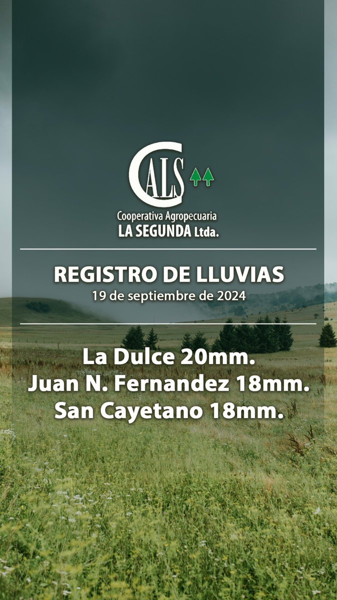 calasegunda's tweet photo. 🌧Registro de lluvias -  19 de septiembre de 2024 
.
#agroinsumos #ladulce #necochea #servicios #agropecuaria #registrodelluvias https://t.co/aOH3BbSc24