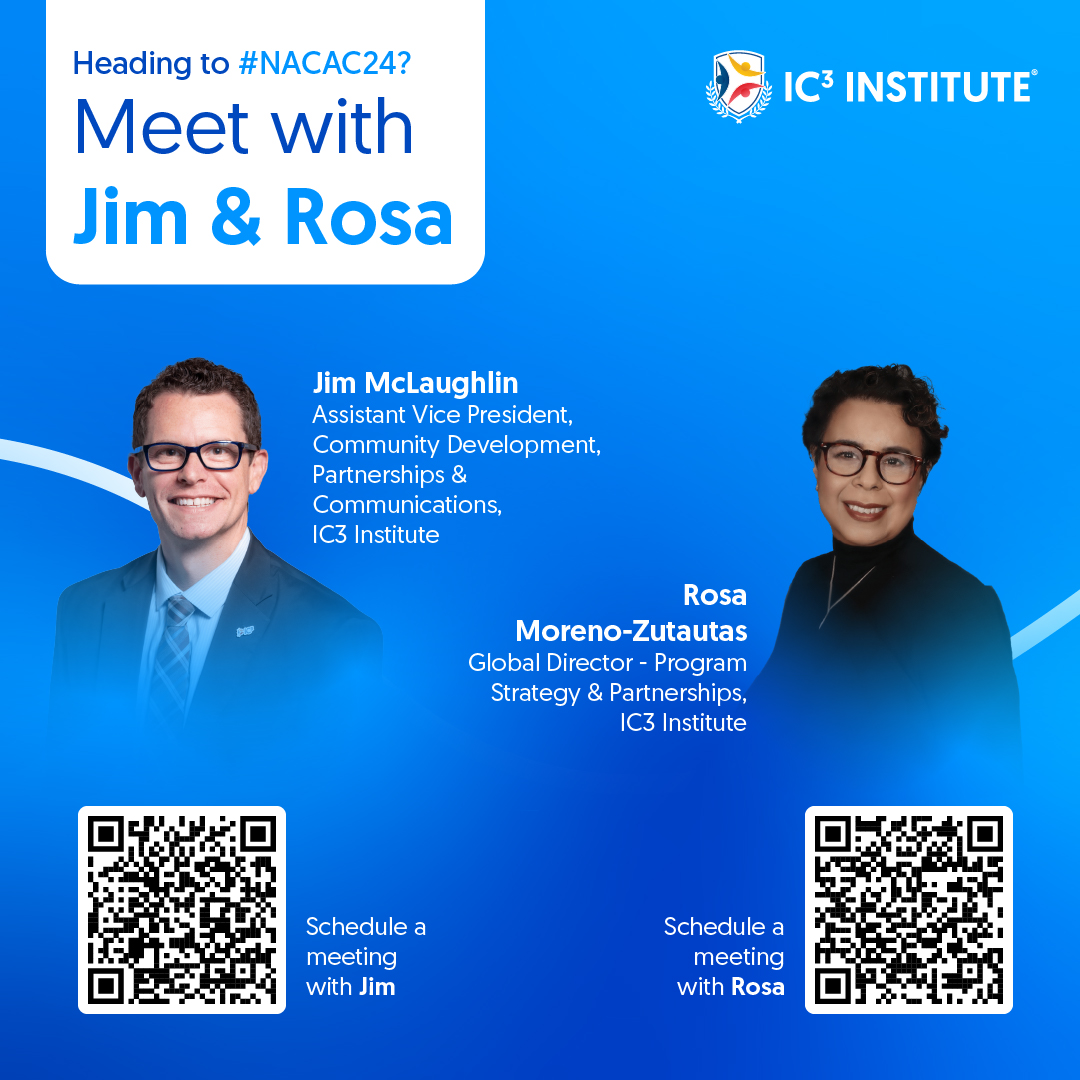 If you are attending NACAC Conference 2024 this year, Jim McLaughlin and Rosa Moreno-Zutautas would love to spend time with you to share ideas and experiences and discuss collaborative ways to make a lasting impact on global education. Scan the QR code to schedule a meeting.