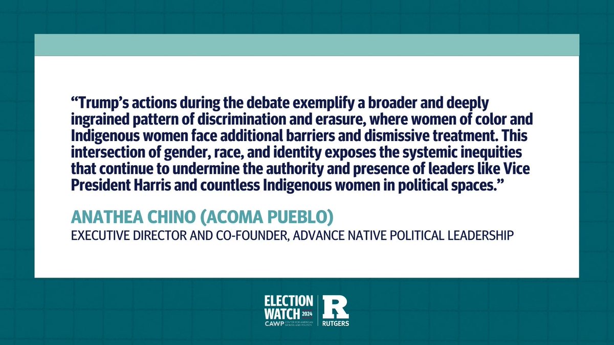Experts @FaridaJalalzai, <a href="/jennpiscopo/">Jennifer Piscopo</a>, <a href="/cmslaughter/">Christine M. Slaughter, PhD</a>, and <a href="/anatheabc/">Anathea Chino</a> point out the ways in which the debate illuminated challenges for women of color in navigating gendered and racialized settings in politics and beyond. cawp.rutgers.edu/blog/expert-in…