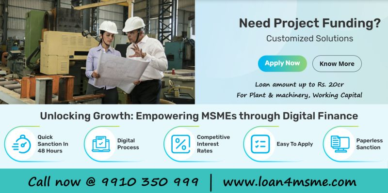 #SIDBI #ProjectFinance upto Rs. 20cr for Working Capital, #Plant &amp; Machinery. Standalone Machinery Loan also available.

New and Existing projects (#Greenfield &amp; #Brownfield), all are considered.

Call at 9910350999 to discuss your project requirements.

loan4msme.com