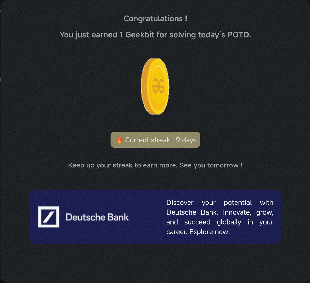 Pprratikk's tweet image. Day 9 of 21 day coding challenge
@geeksforgeeks
@DeutscheBank
#21DaysOfCoding #CodingChallenge #LearnToCode #GeekForGeeks #ING #DeutscheBank #geekstreak2024