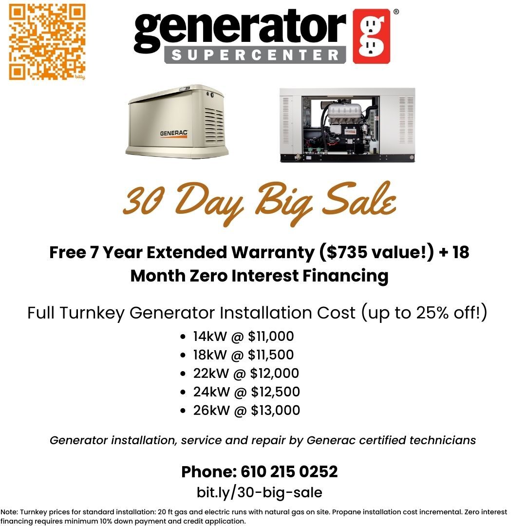 GMainline17105's tweet image. 🏠 Protect your home and family. 🏠 Get a Generac generator during our 30-day sale and be prepared for anything.
#HomeProtection #GeneratorSale #backupgenerator #poweroutages #generacgenerator